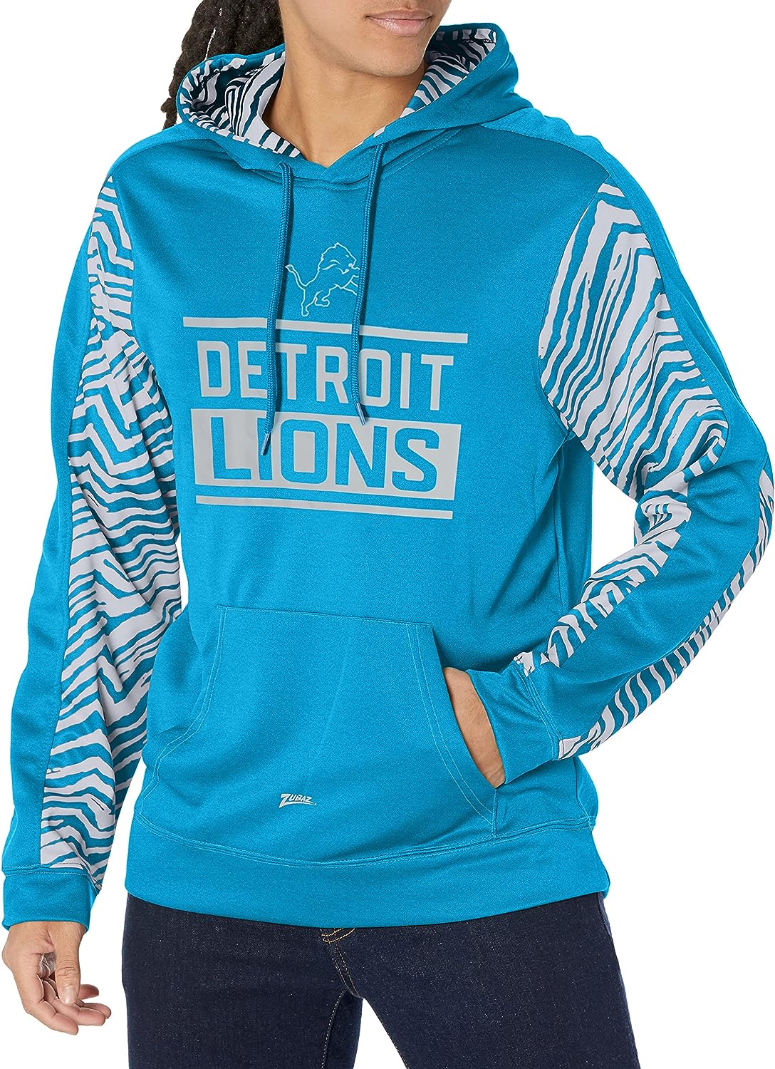 Zubaz NFL Men's Detroit Lions Team Color with Zebra Accents Pullover Hoodie