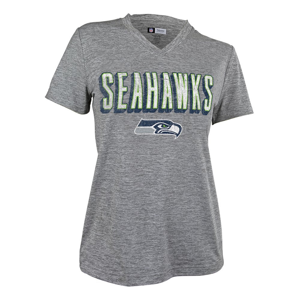 Zubaz NFL Women's Seattle Seahawks Retro Zebra V-Neck T-Shirt