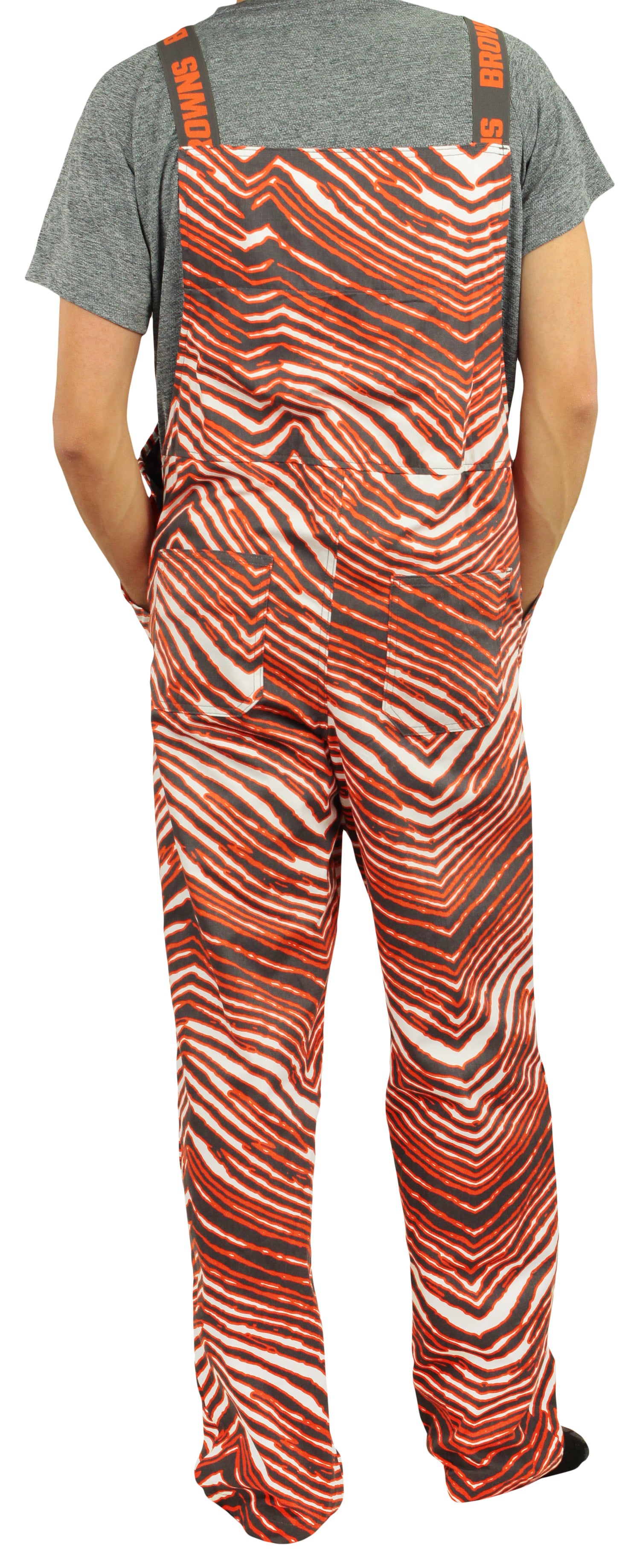 Zubaz NFL Men's Cleveland Browns Zebra Printed Team Bib Overalls