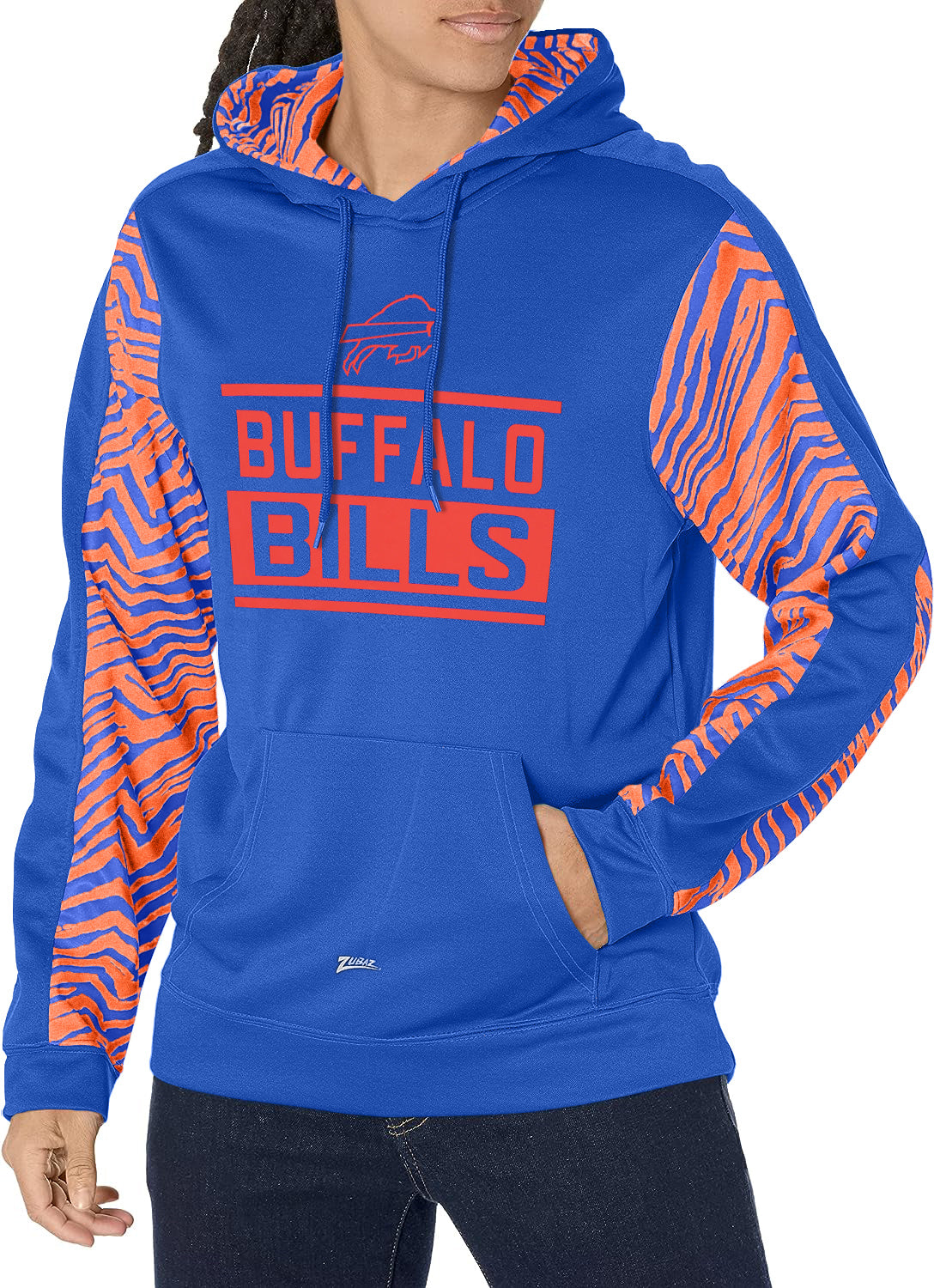 Zubaz NFL Men's Buffalo Bills Team Color with Zebra Accents Pullover Hoodie