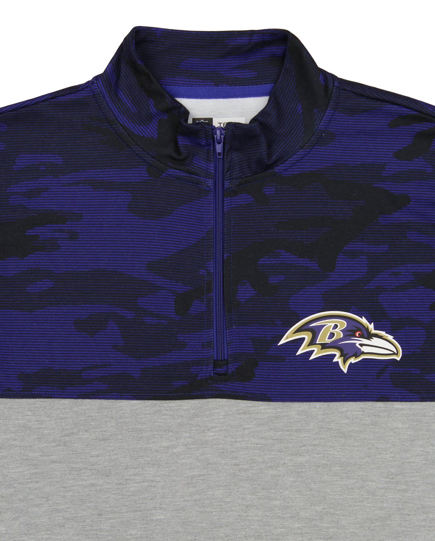 Zubaz Men's NFL Baltimore Ravens Gray 1/4 Zip Fleece Pullover With Camo Lines