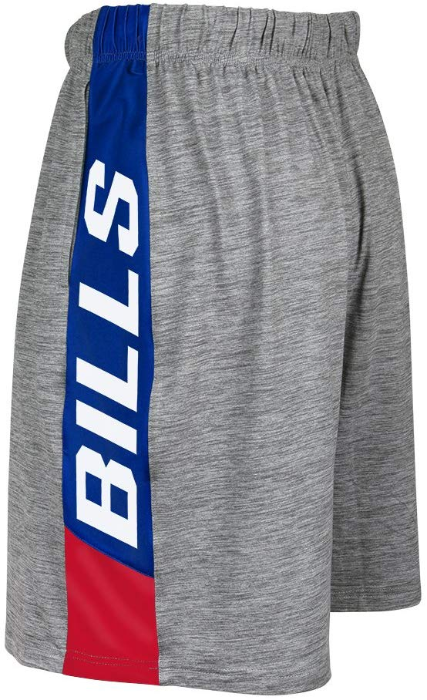 Zubaz NFL Football Men's Buffalo Bills Tonal Gray Space Dye W/Solid Stripe Shorts