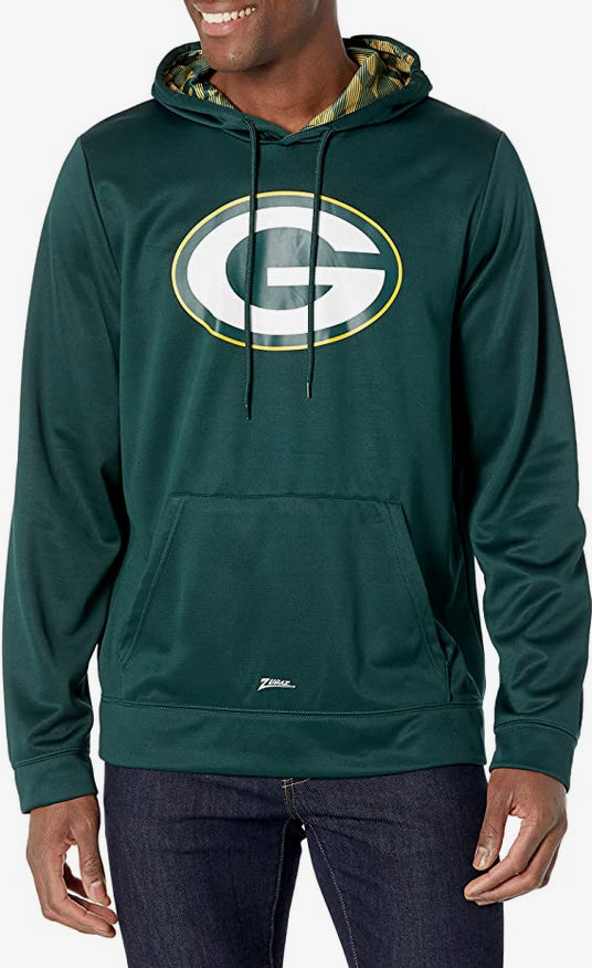 Zubaz Green Bay Packers NFL Men's Team Color Hoodie with Team Camo Liner