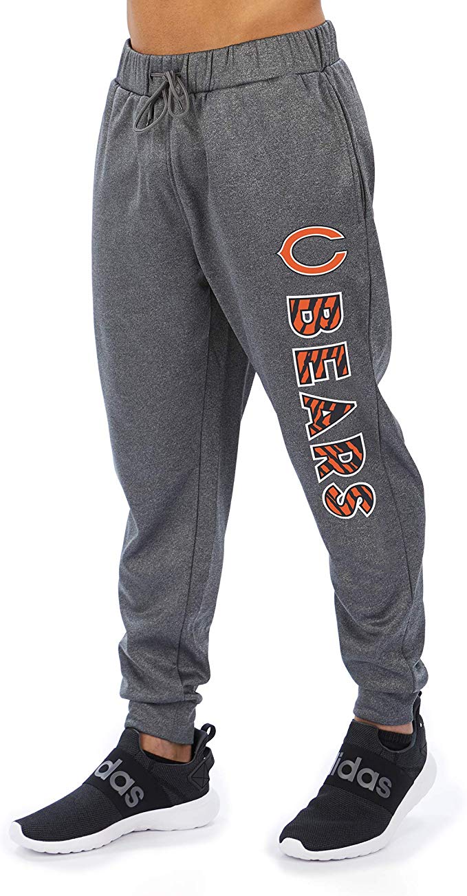 Zubaz NFL Football Men’s Chicago Bears Gameday Zebra Wordmark Poly Fleece Jogger Pant