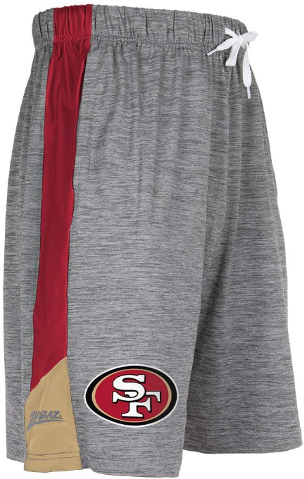 Zubaz NFL Football Men's San Francisco 49ers Tonal Gray Space Dye W/Solid Stripe Shorts