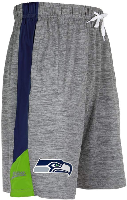 Zubaz NFL Football Men's Seattle Seahawks Tonal Gray Space Dye W/Solid Stripe Shorts