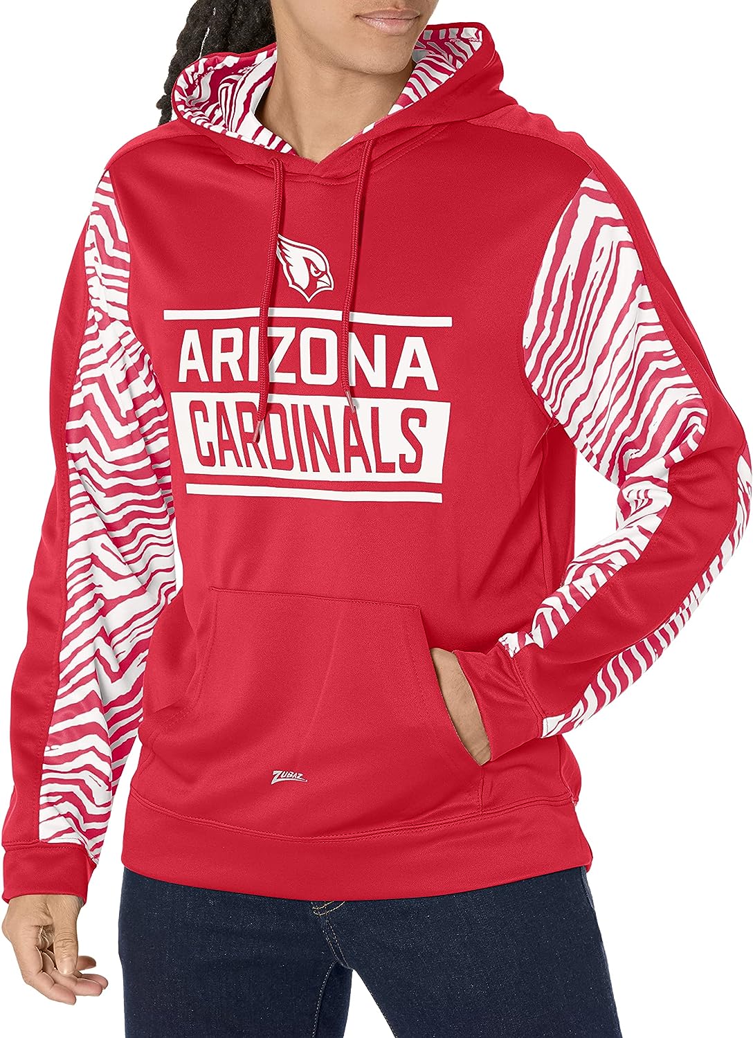 Zubaz NFL Men's Arizona Cardinals Team Color with Zebra Accents Pullover Hoodie