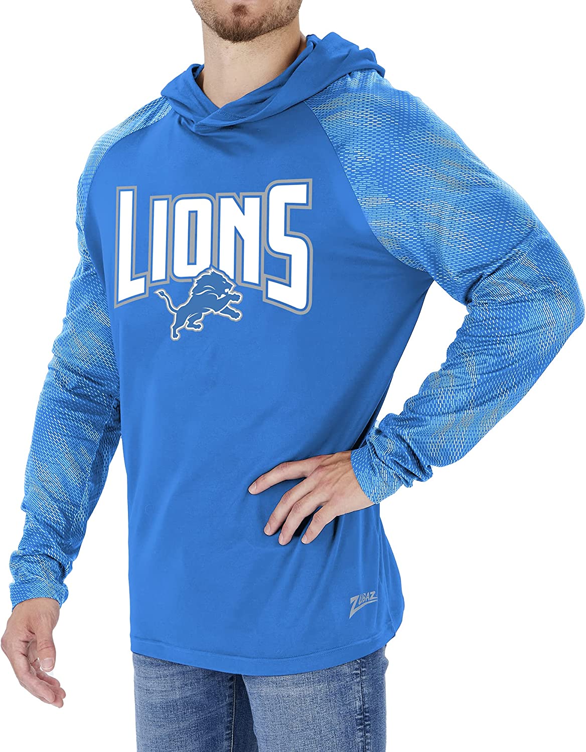 Zubaz Detroit Lions NFL Men's Team Color Hoodie with Tonal Viper Sleeves