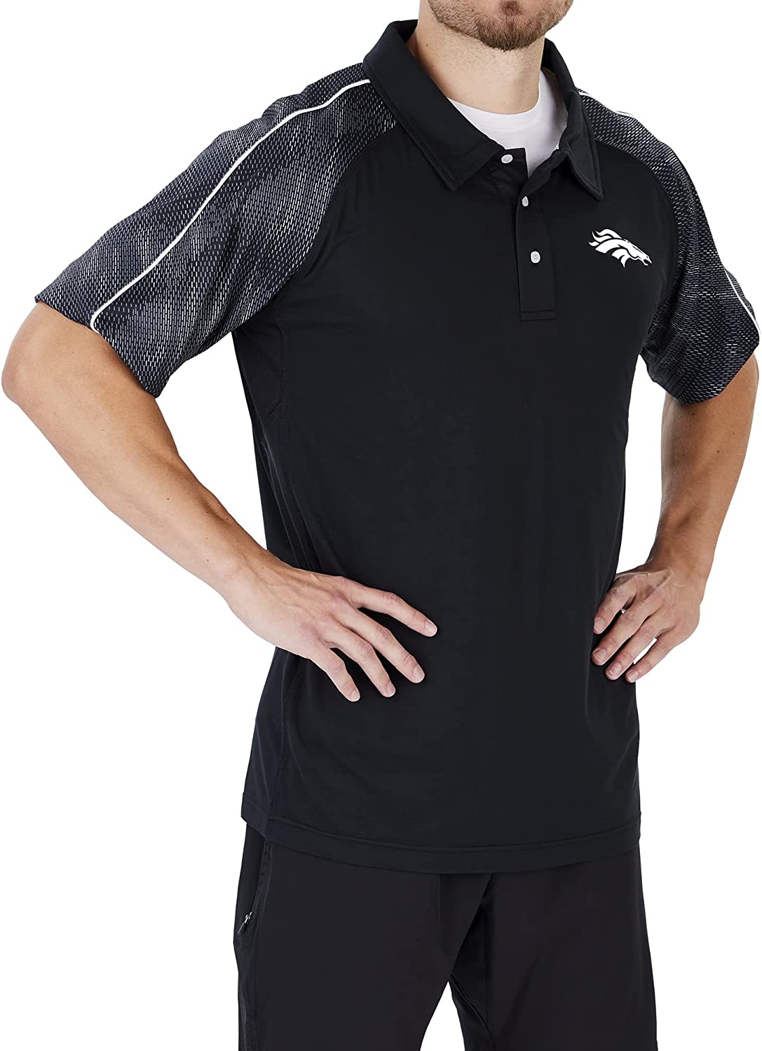 Zubaz Denver Bronos NFL Men's Elevated Field Polo w/Tonal Viper Print Accent