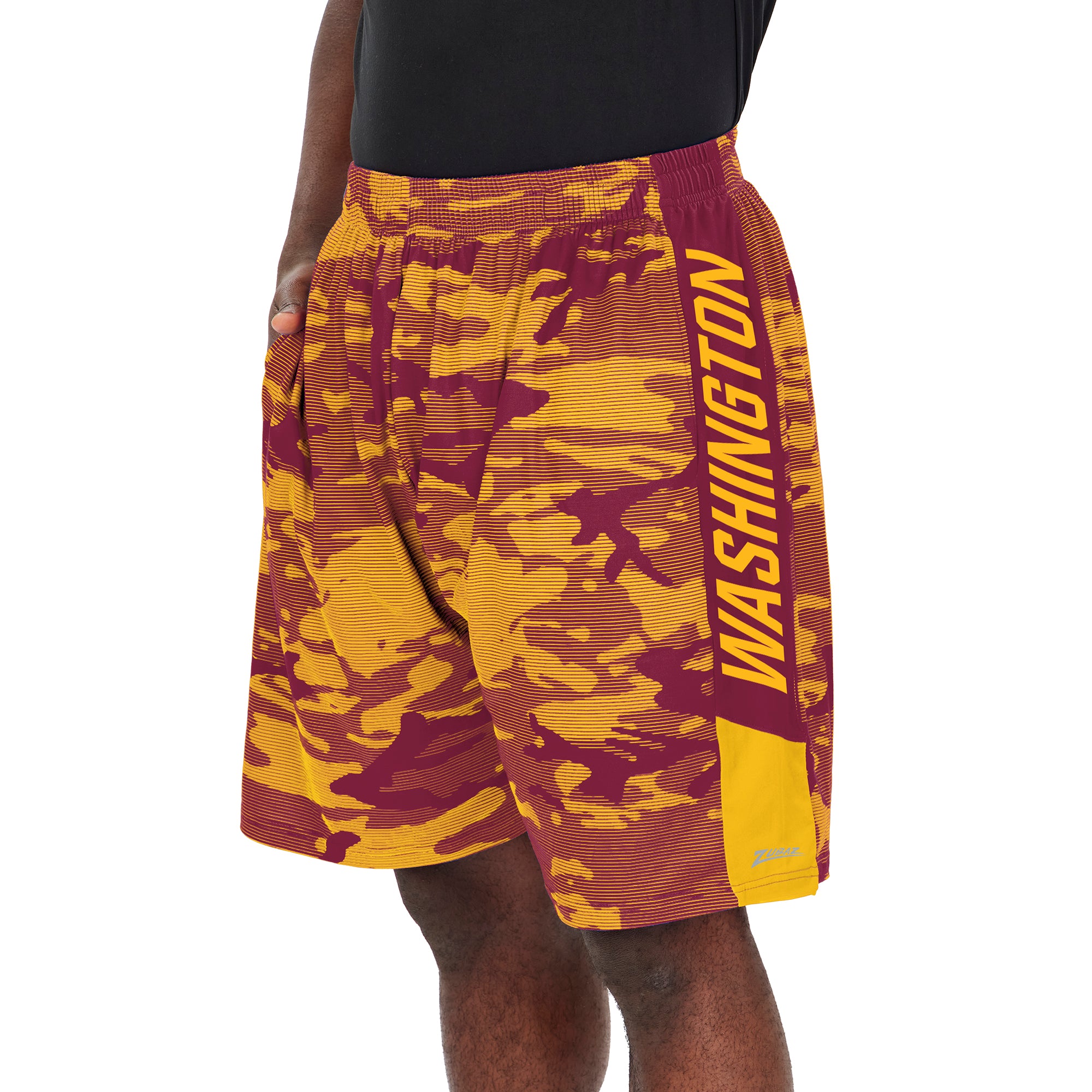 Zubaz Men's NFL Washington Team Lightweight Shorts with Camo Lines