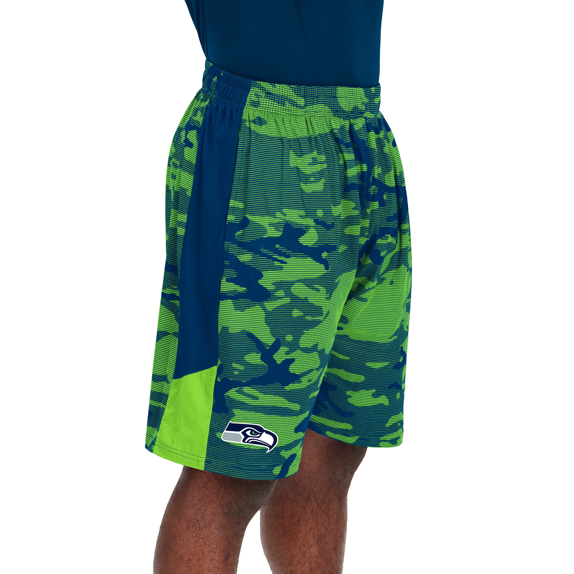 Zubaz Men's NFL Seattle Seahawks Lightweight Shorts with Camo Lines