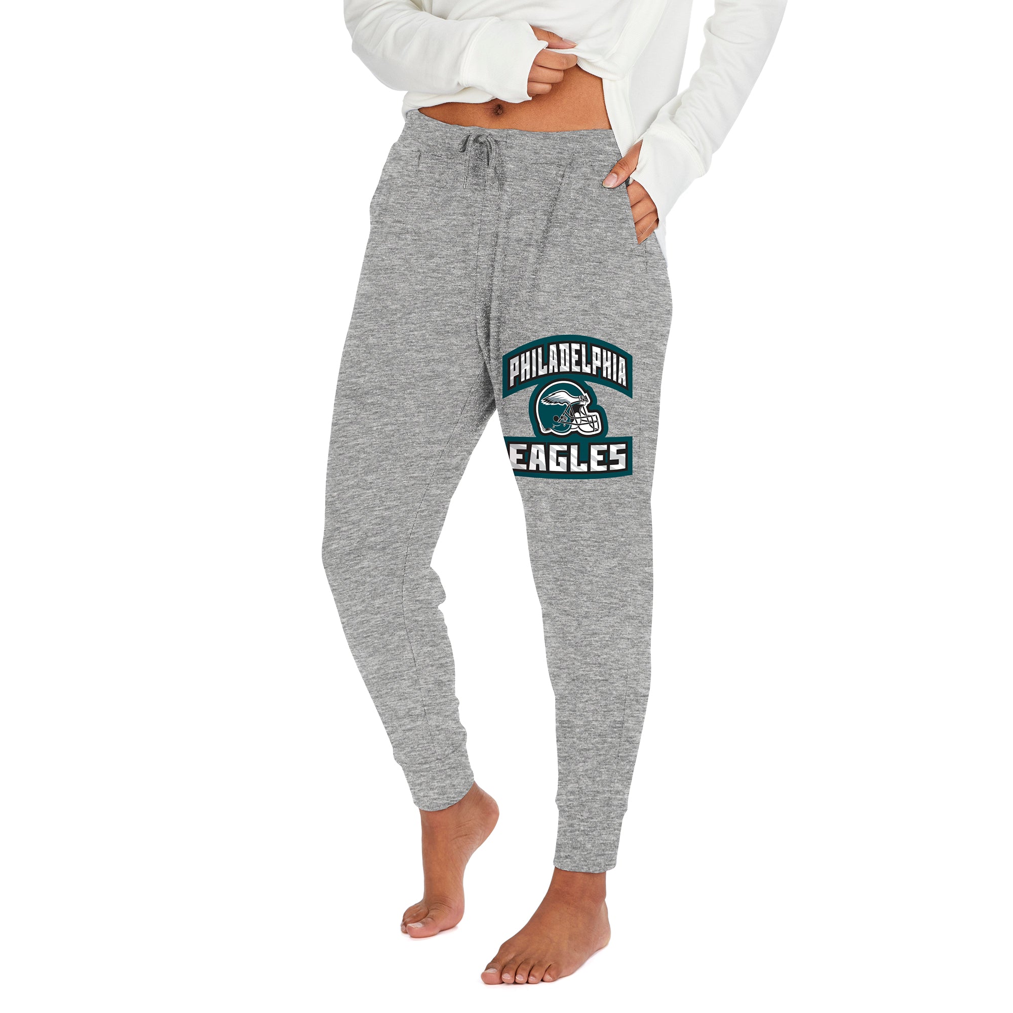 Zubaz NFL Women's Philadelphia Eagles Marled Gray Soft Jogger