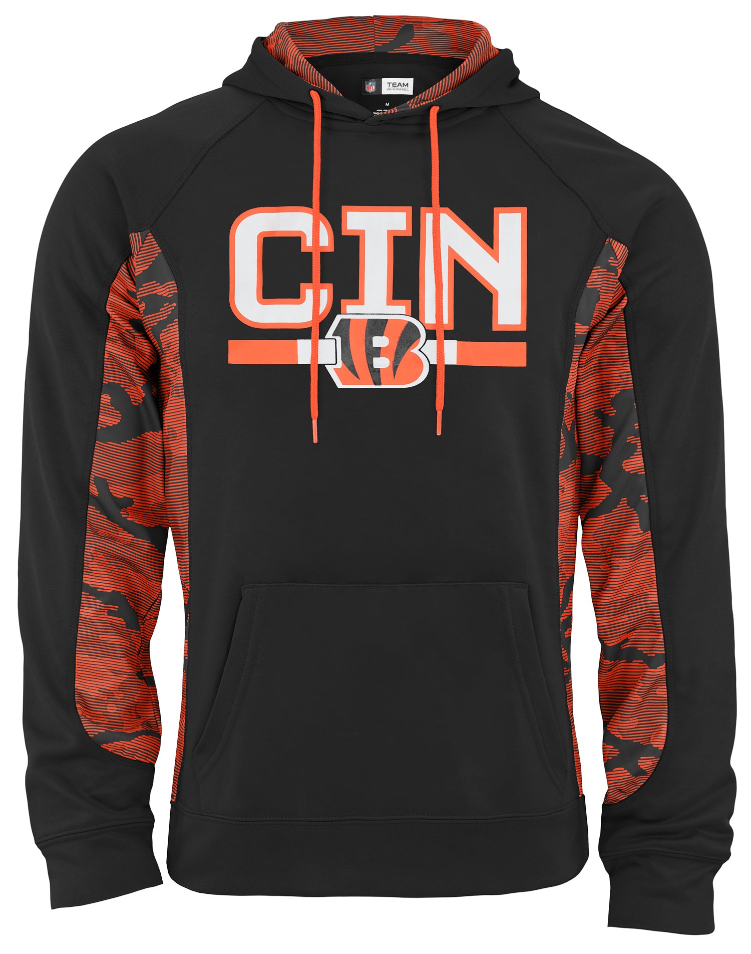 Zubaz NFL Men's Elevated Hoodie With Camo Lines, Cincinati Bengals