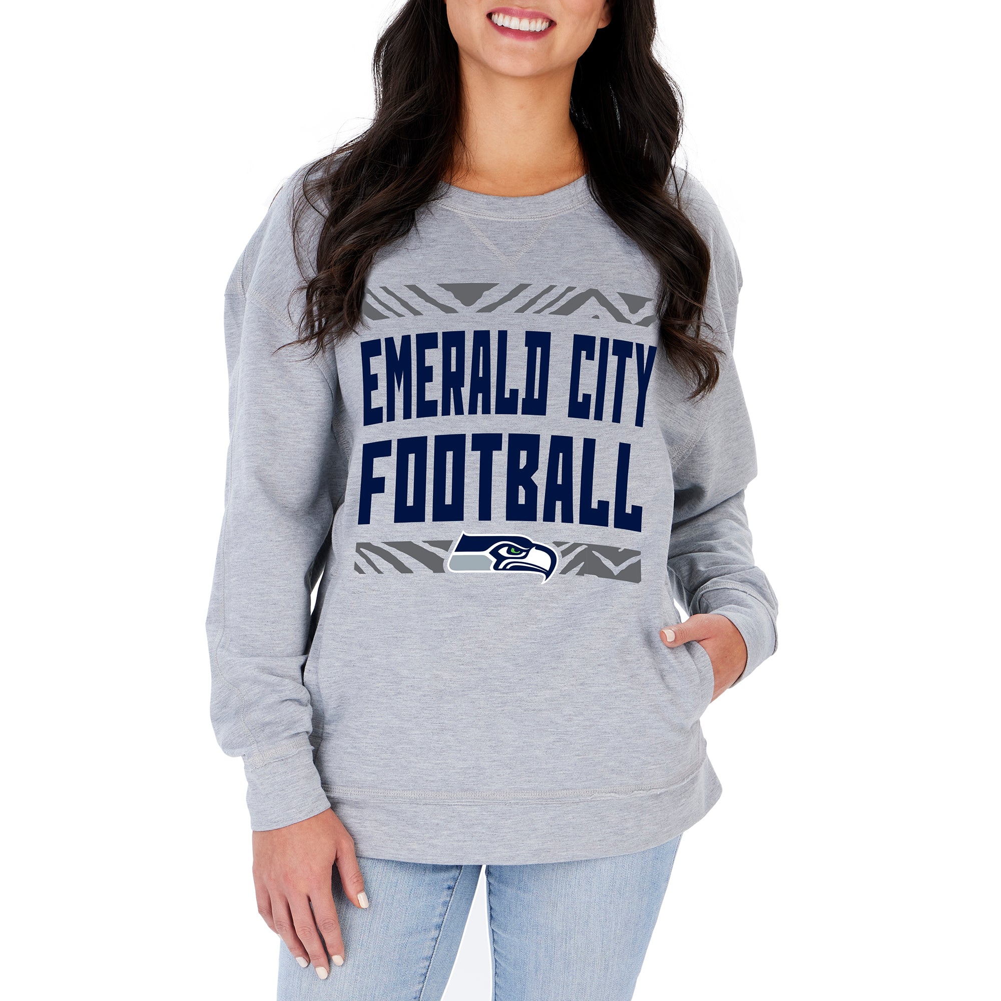 Zubaz NFL Women's Seattle Seahawks Heather Gray Crewneck Sweatshirt