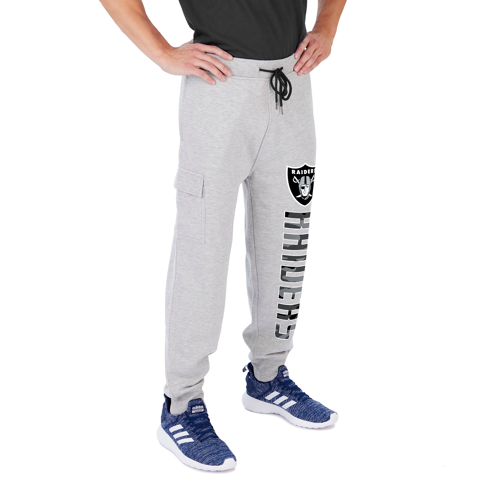 Zubaz Men's NFL Las Vegas Raiders Heather Gray Cargo Sweatpants