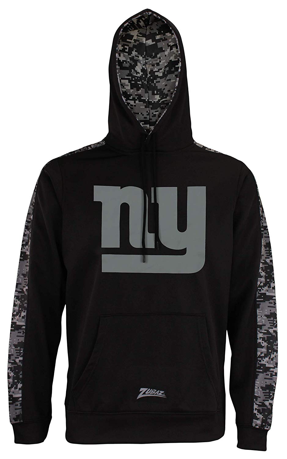 Zubaz Men's NFL New York Giants Black Digi Camo Pullover Hoodie, Black