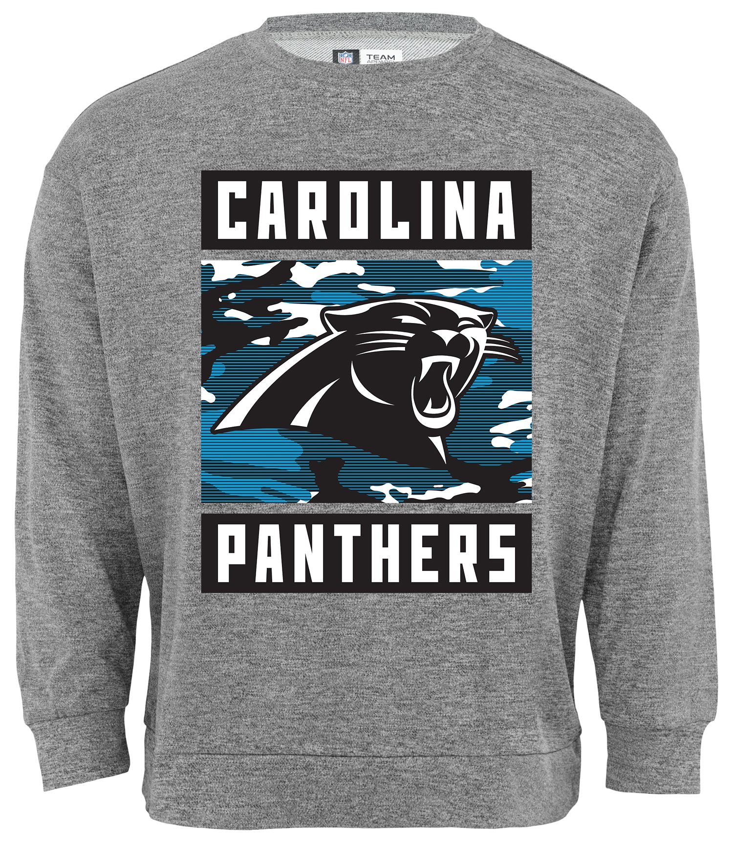 Zubaz NFL Men's Carolina Panthers Heather Grey Camo Team Crewneck Sweatshirt