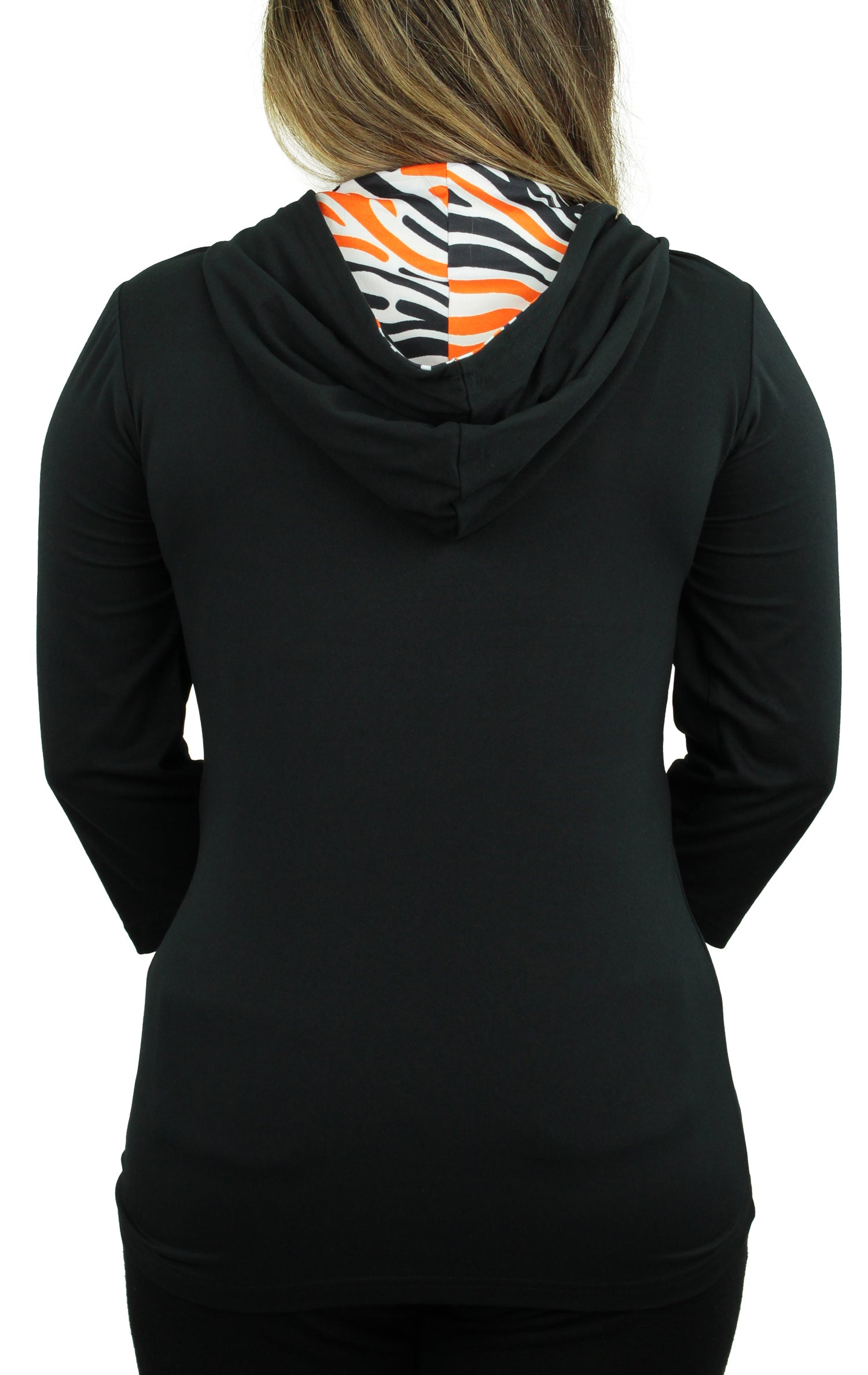 Zubaz NFL Women's Cincinnati Bengals Solid Team Color Lightweight Pullover