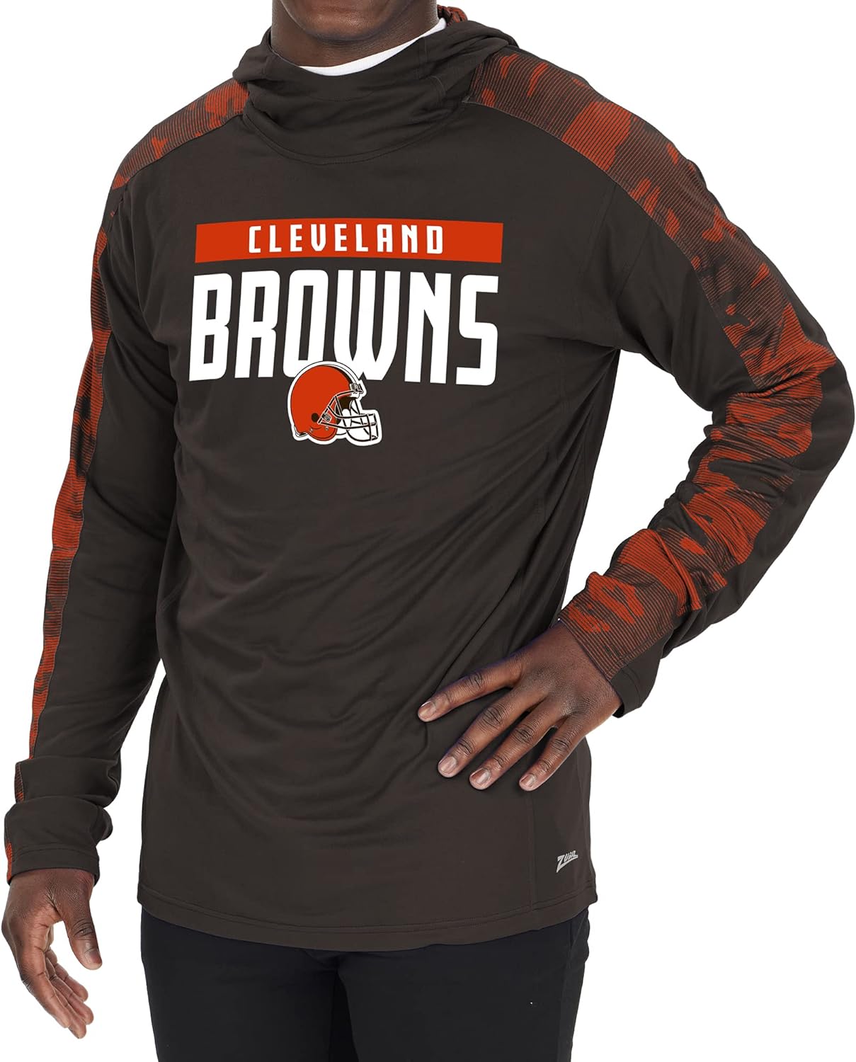 Zubaz NFL Men's Cleveland Browns Lightweight Elevated Hoodie with Camo Accents