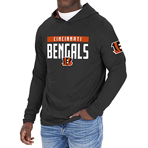 Zubaz NFL Men's Cincinnati Bengals Solid Team Hoodie With Camo Lined Hood