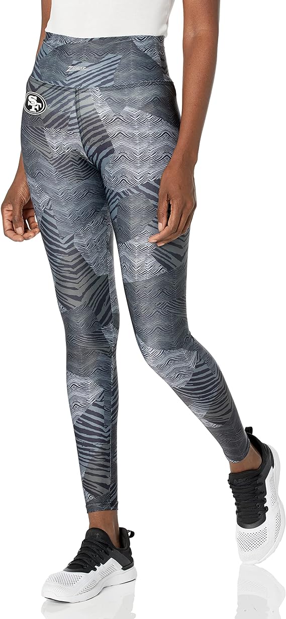 Zubaz Women's San Francisco 49ers Tonal Black Patchwork Zebra Legging