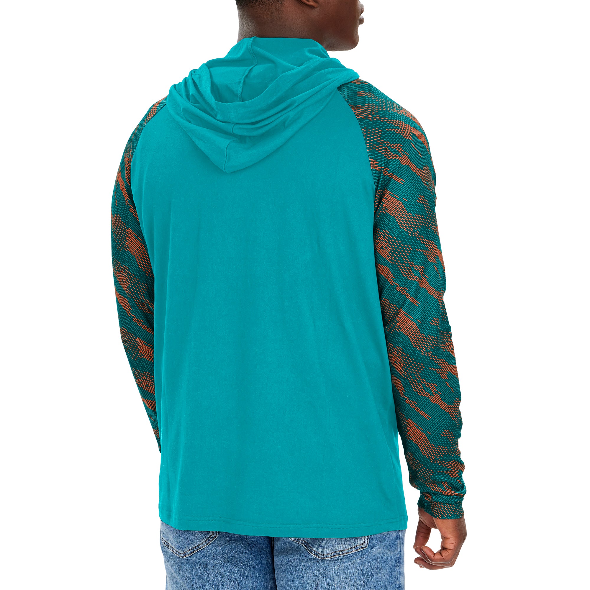 Zubaz NFL Men's Miami Dolphins Viper Print Pullover Hooded Sweatshirt