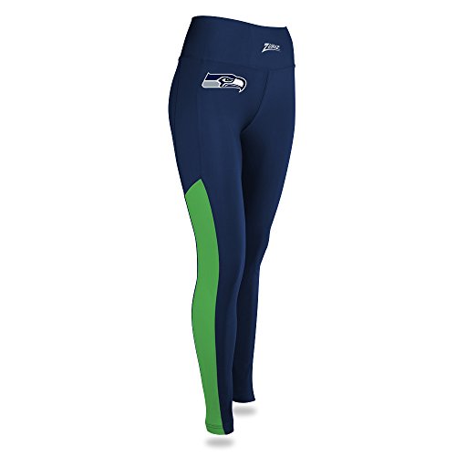 Zubaz NFL Women’s Seattle Seahawks Solid Color Team Logo Leggings