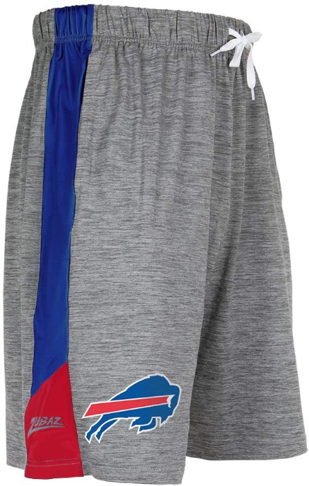 Zubaz NFL Football Men's Buffalo Bills Tonal Gray Space Dye W/Solid Stripe Shorts