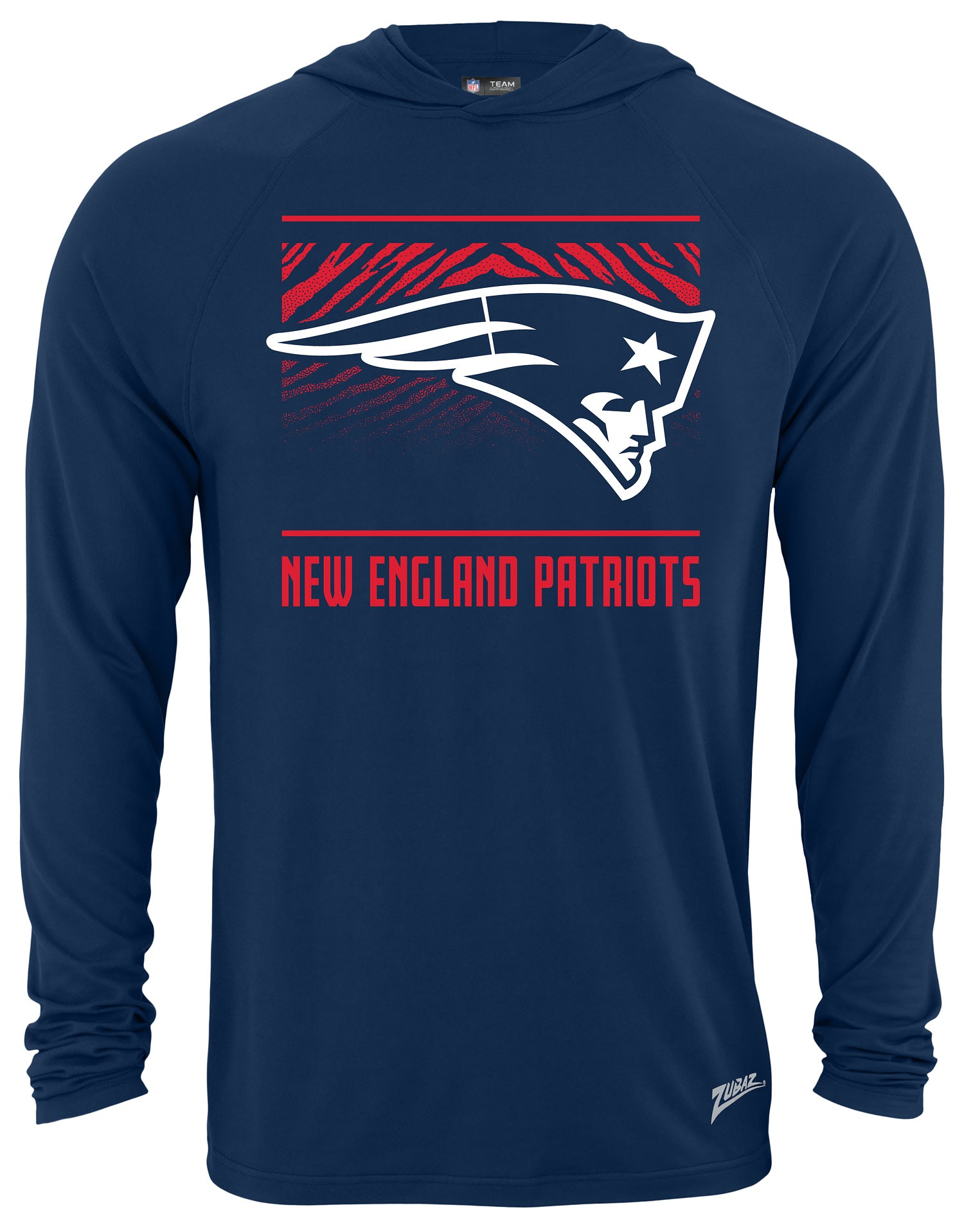 Zubaz NFL Men's Light Weight Team Color Hoodie, Alternate Tunnel Logo, New England Patriots