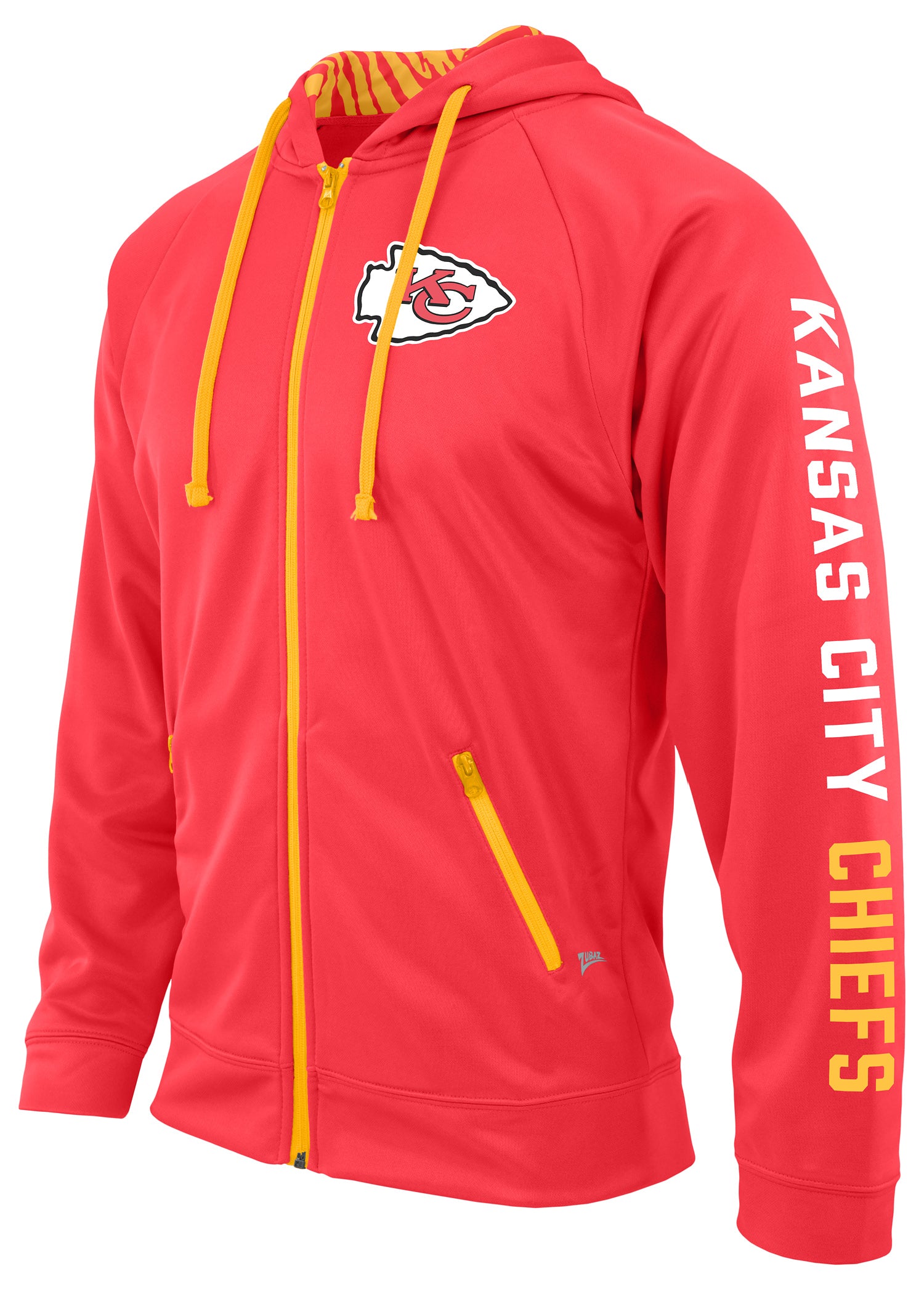 Zubaz NFL Men's Team Name and Logo Full Zip Hoodie Kansas City Chiefs