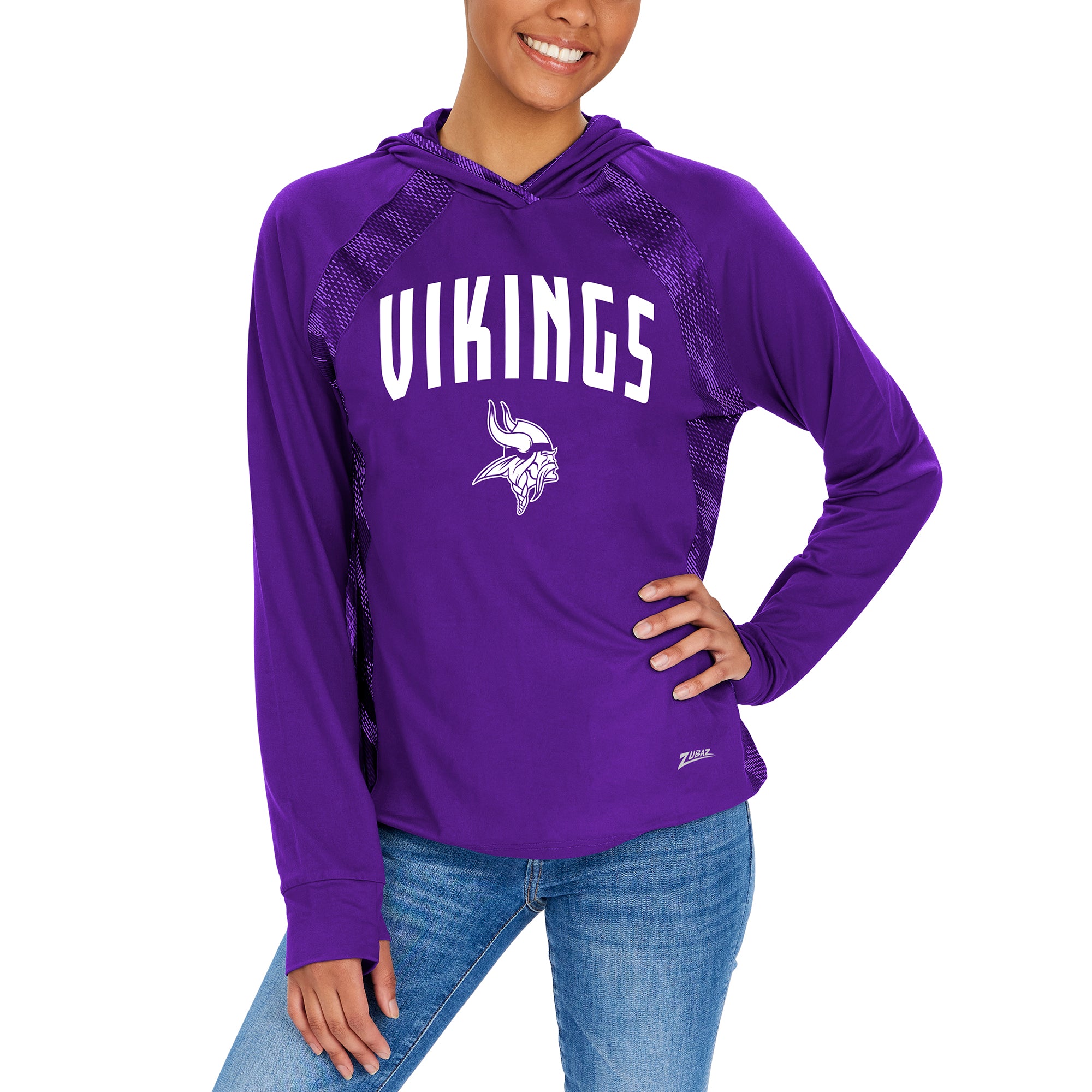 Zubaz NFL Women's Minnesota Vikings Elevated Hoodie W/ Tonal Viper Print