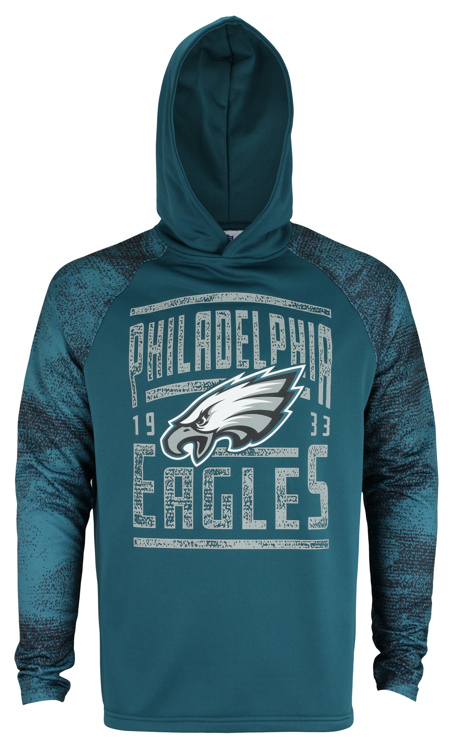 Zubaz NFL Men's Philadelphia Eagles Light Weight Pullover Hoodie with Static Sleeves