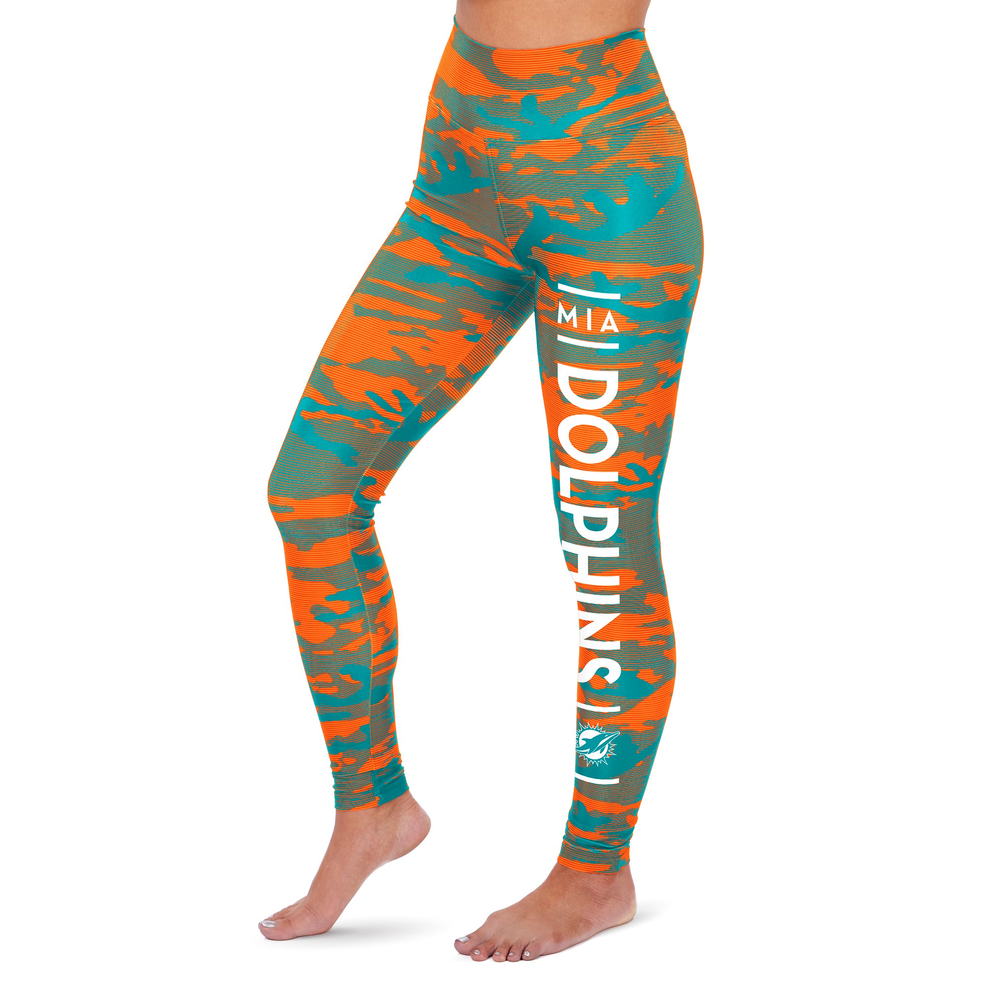 Zubaz NFL Women's Miami Dolphins Marled Camo Lines Leggings