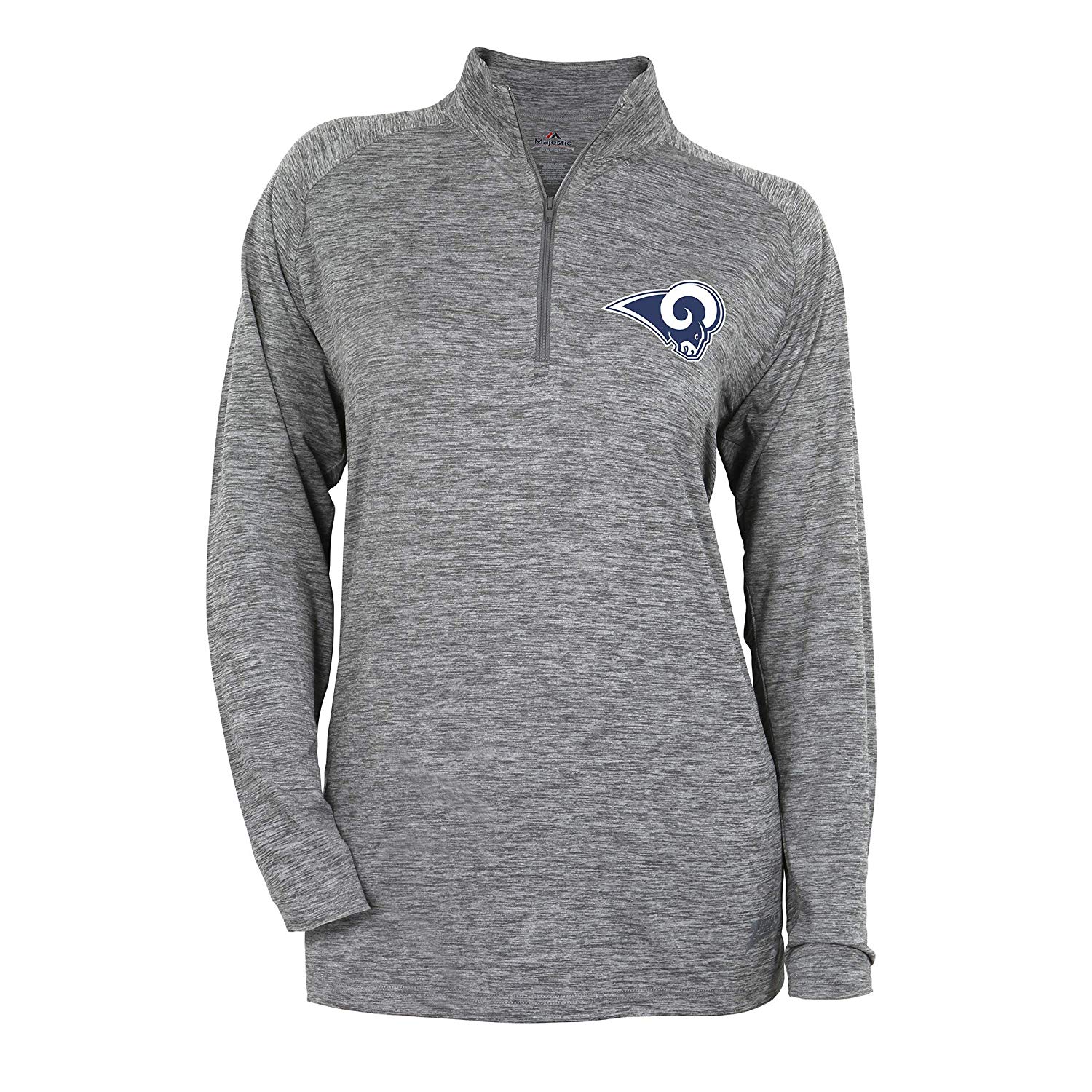 Zubaz NFL Football Women's Los Angeles Rams Tonal Gray Quarter Zip Sweatshirt