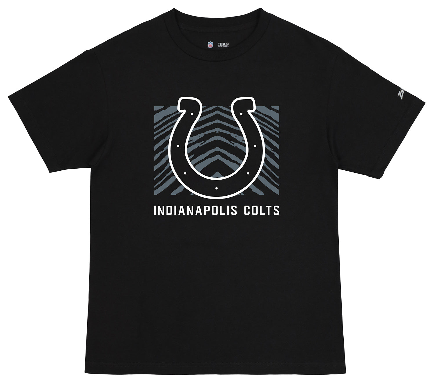 Zubaz NFL Unisex Cotton Heavyweight Short Sleeve T-shirt Black With Grey Tonal Tunnel Logo for Men and Women, Indianapolis Colts