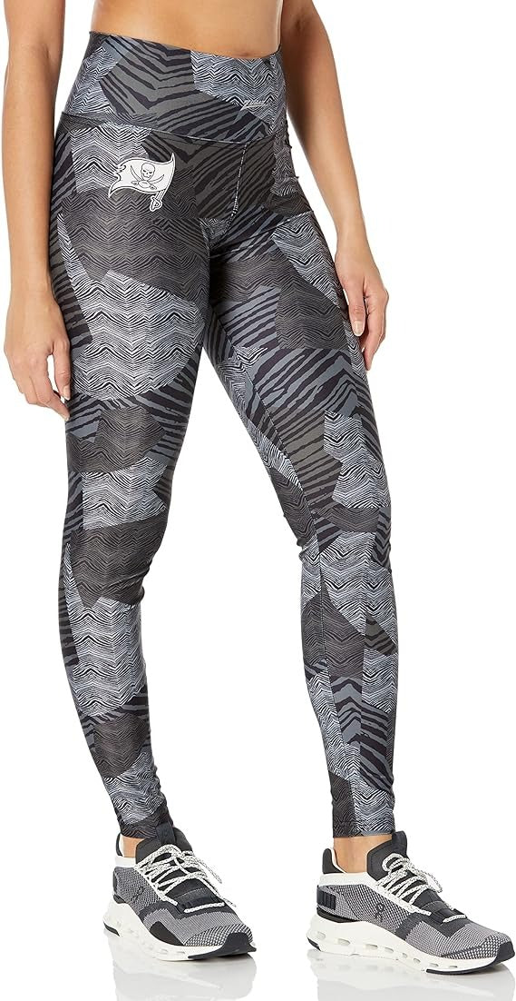 Zubaz Women's Tampa Bay Buccaneers Tonal Black Patchwork Zebra Legging