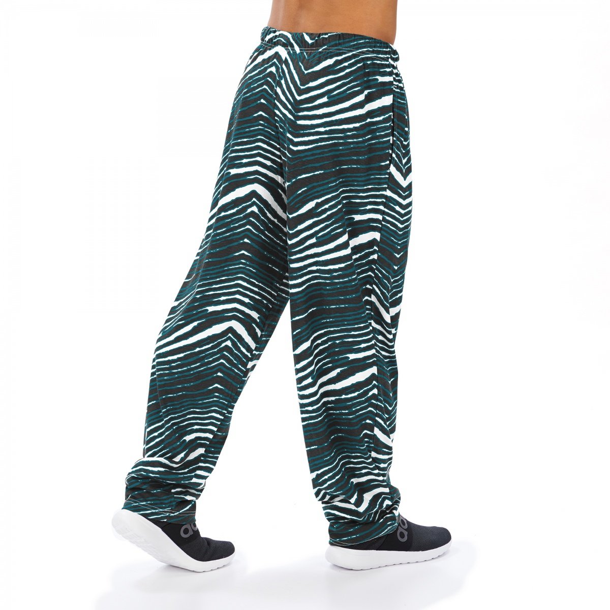 Zubaz NFL JACKSONVILLE JAGUARS SCREENPRINT LOGO BLACK/JAGUAR TEAL ZEBRA PANT Large