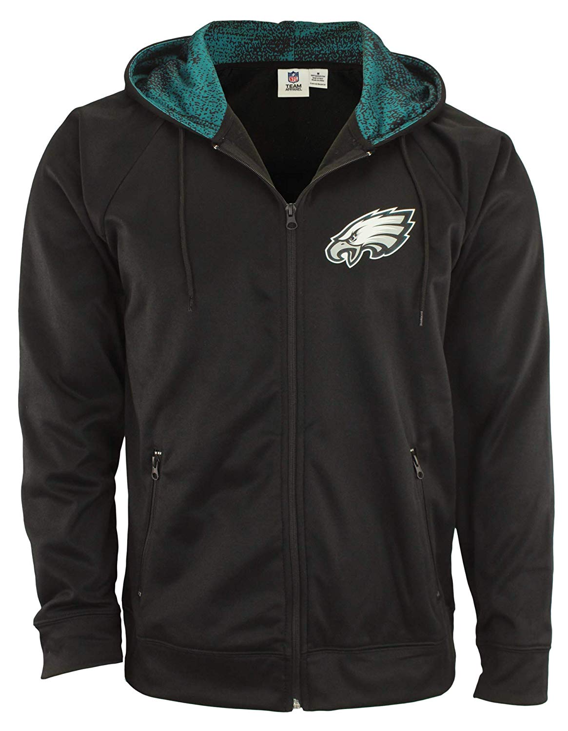 Zubaz NFL Philadelphia Eagles Men Heavyweight Full Zip Performance Fleece Hoodie