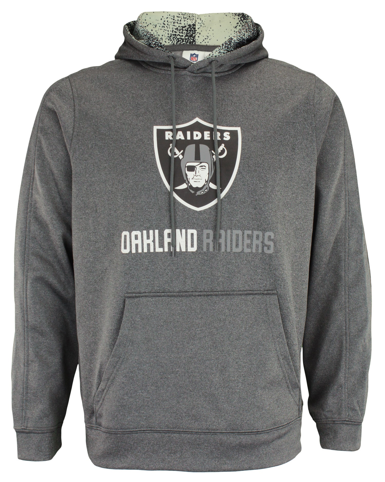 Zubaz NFL Oakland Raiders Men's Heather Grey Performance Fleece Hoodie