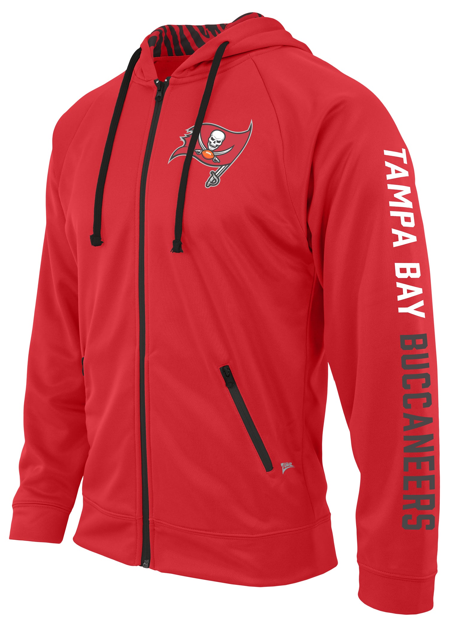 Zubaz NFL Men's Team Name and Logo Full Zip Hoodie Tampa Bay Buccaneers