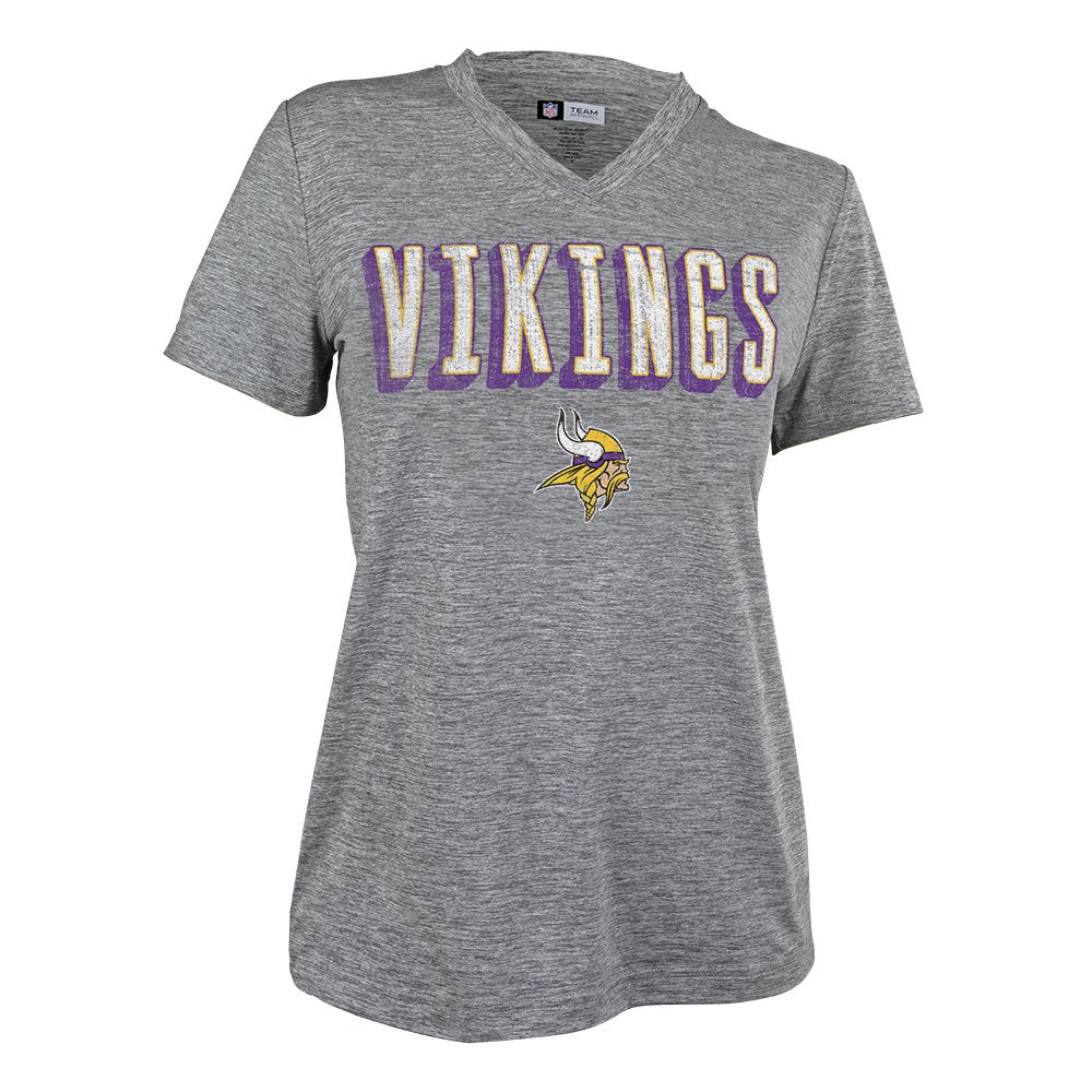 Zubaz NFL Women's Minnesota Vikings Retro Zebra V-Neck T-Shirt
