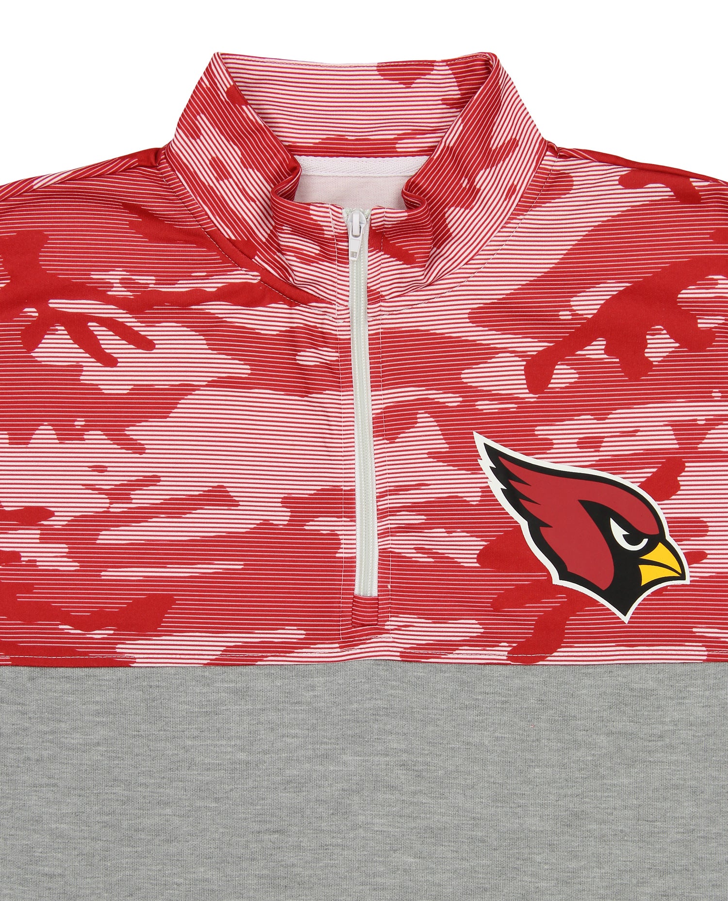 Zubaz NFL Men's Arizona Cardinals 1/4 Zip Fleece Pullover with Camo Lines