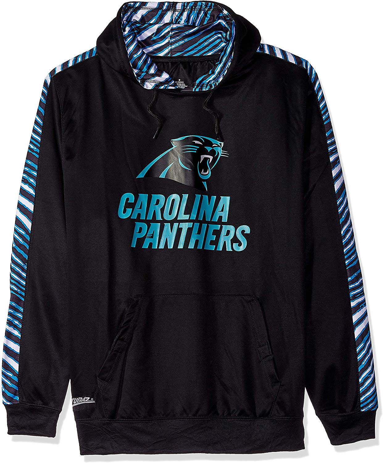 Zubaz NFL Football Men's Carolina Panthers Zebra Accent Solid Hoodie