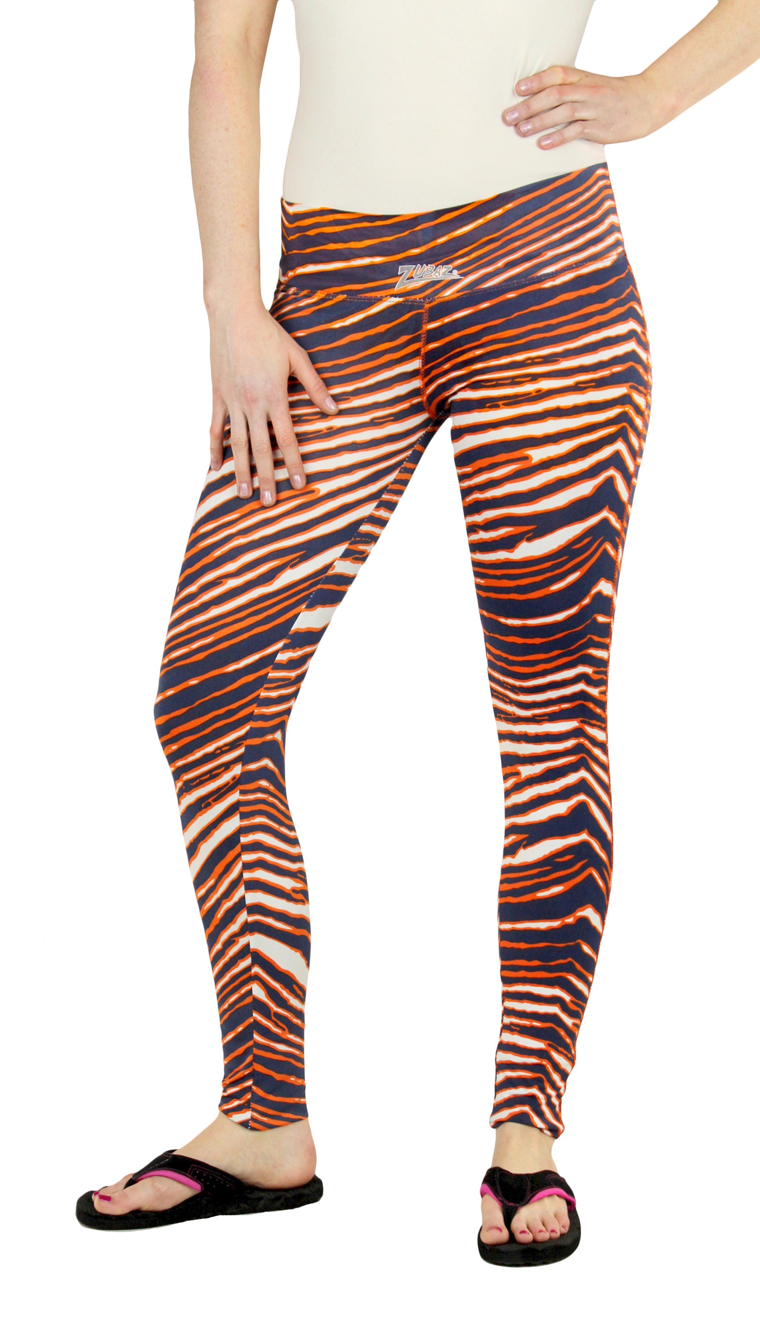 Zubaz NFL Women's Denver Broncos Team Color Tiger Print Leggings Pants