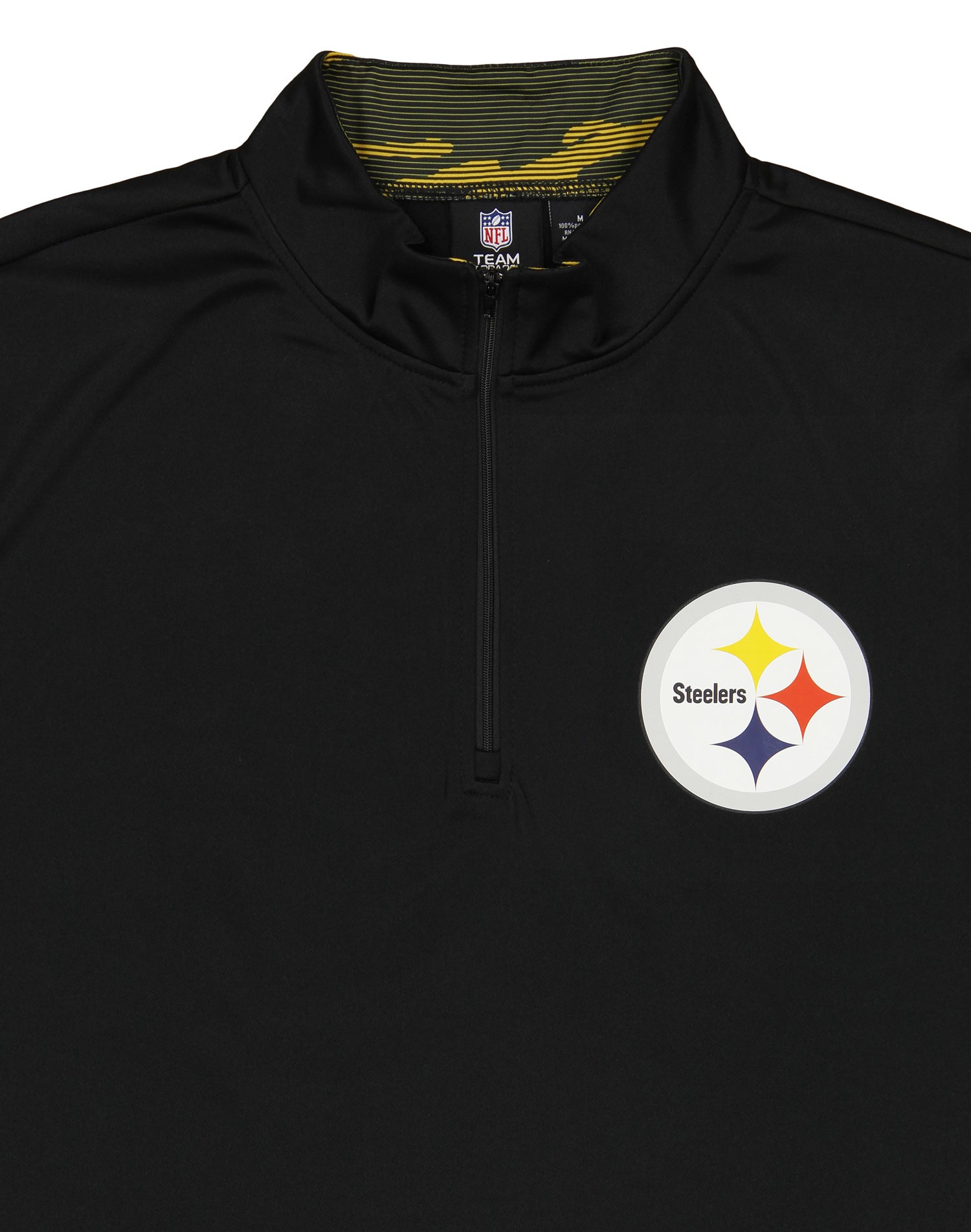 Zubaz NFL Men's Pittsburgh Steelers Camo Lines Collar 1/4 Zip Fleece Top, Black