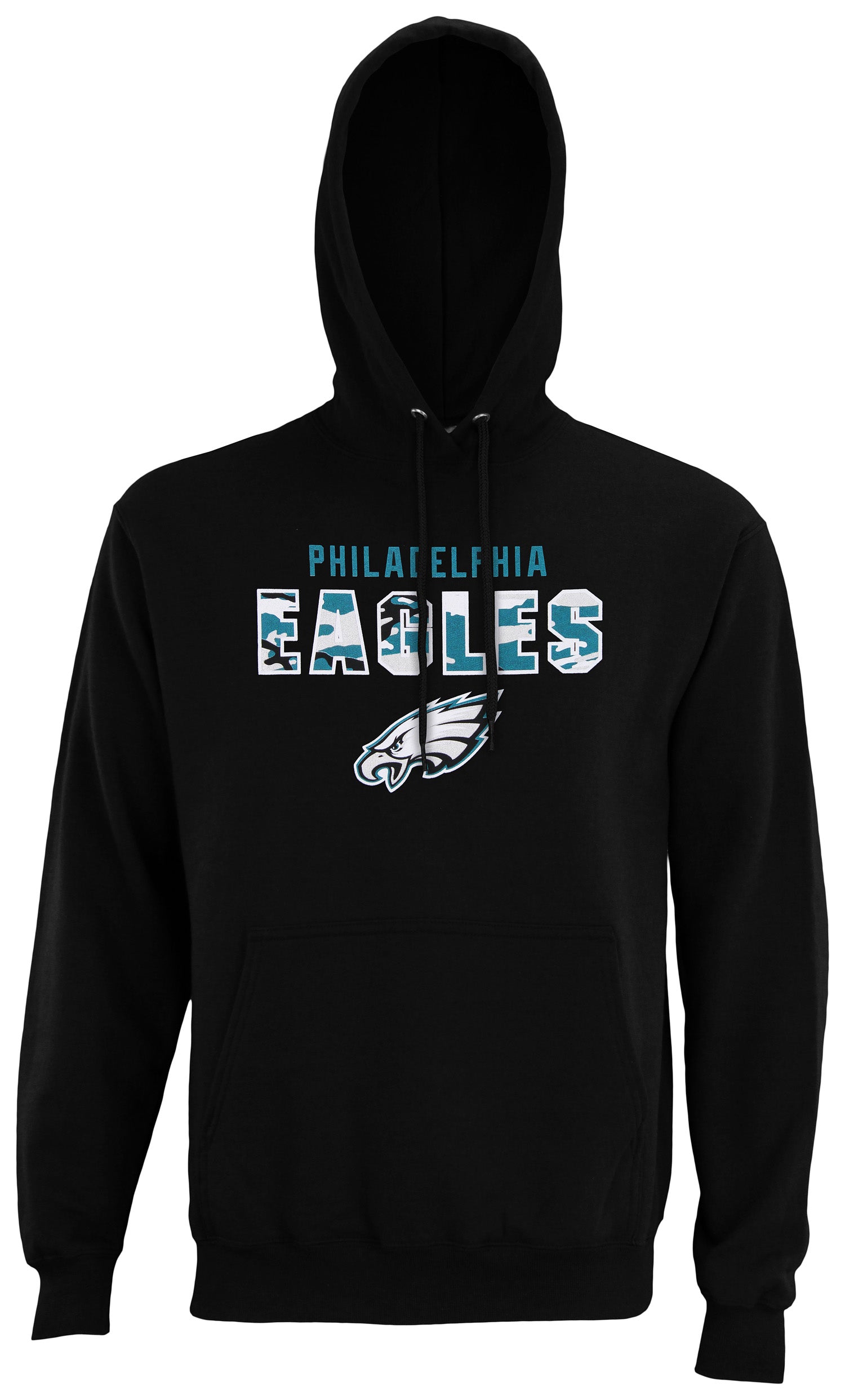 Zubaz NFL PHIL EAGLE SOL BLK COT HOOD CM BLOK LOGO LG