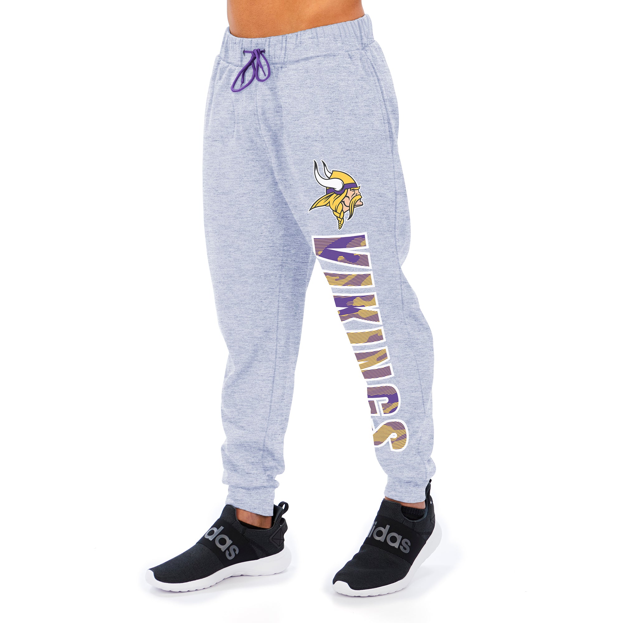 Zubaz Men's NFL Minnesota Vikings Heather Gray Jogger with Camo Lines Graphic