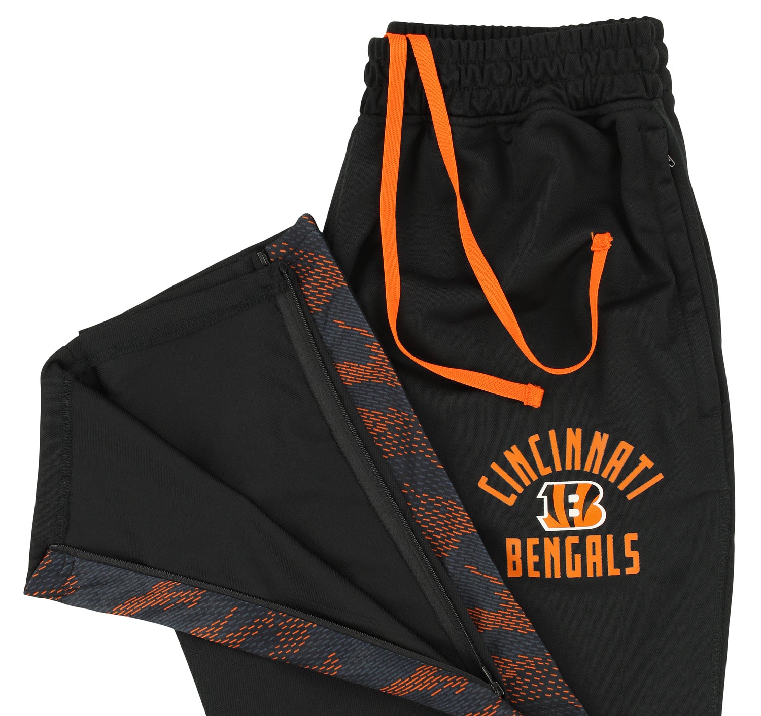 Zubaz NFL Men's Cincinnati Bengals Viper Accent Elevated Jacquard Track Pants