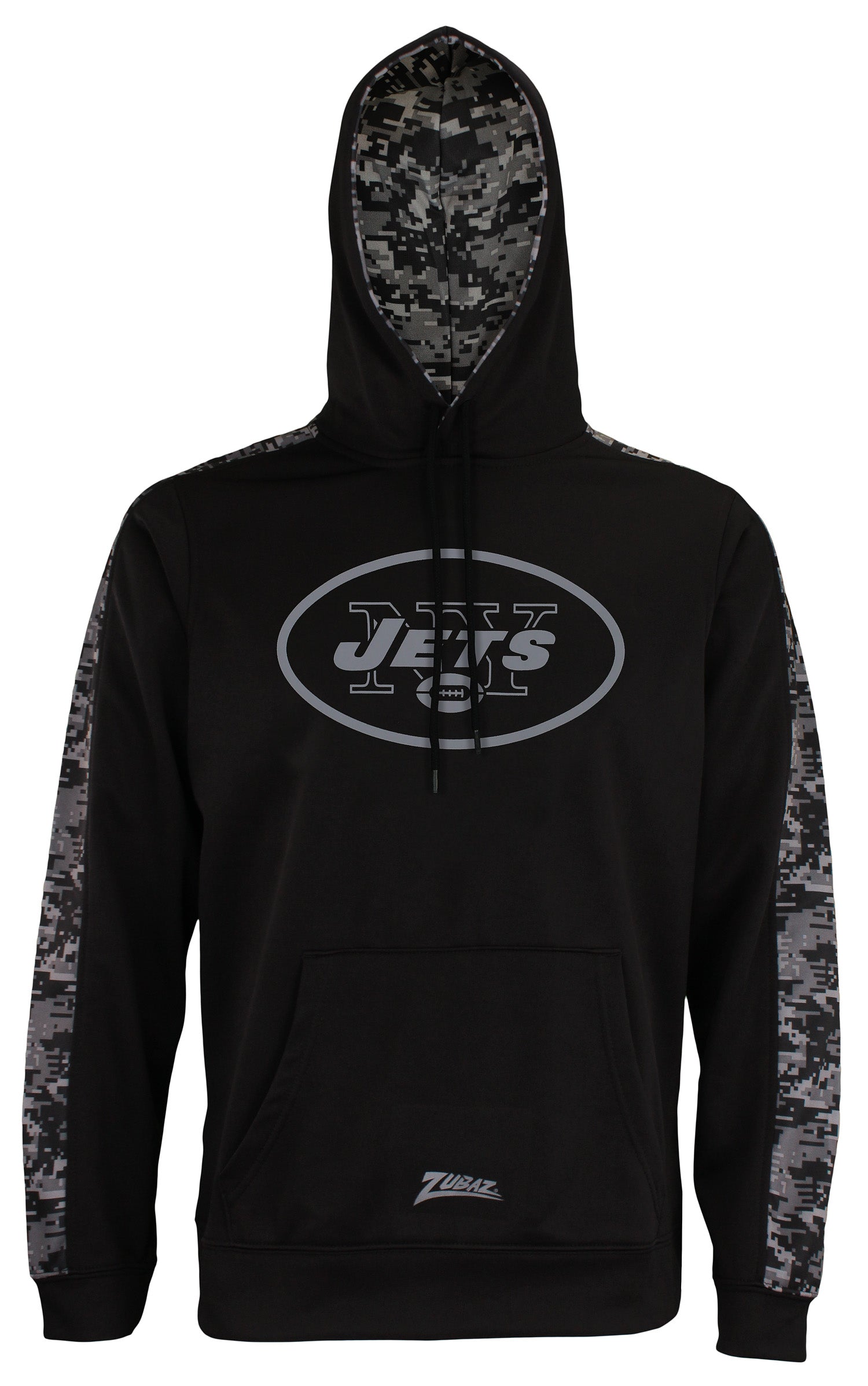 Zubaz Men's NFL New York Jets Black Digi Camo Pullover Hoodie