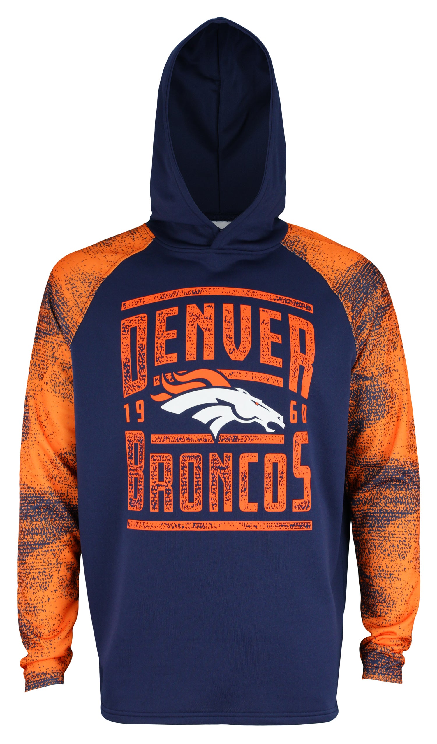 Zubaz NFL Men's Denver Broncos Light Weight Pullover Hoodie with Static Sleeves